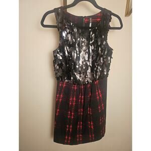Plenty By Tracy Reese Anthropologie Plaid and Sequin Minidress